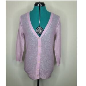 J Crew pink mohair open weave cardigan sweater - small